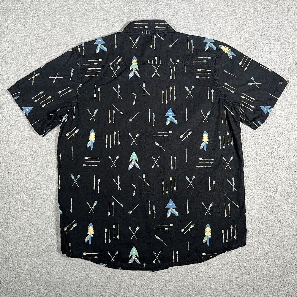 LRG Lifted Research Group Shirt Mens Large Black Native American Print Button Up - Picture 12 of 12